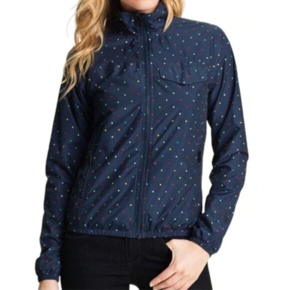 The North Face Multicolor Polka‎ Dot Rain Windbreaker Jacket Navy Blue Size XS - Picture 1 of 10